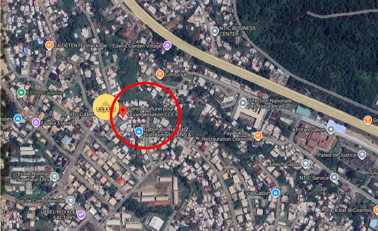 Vue satellite de la paroisse AGAPE Bas de Gué-Gué