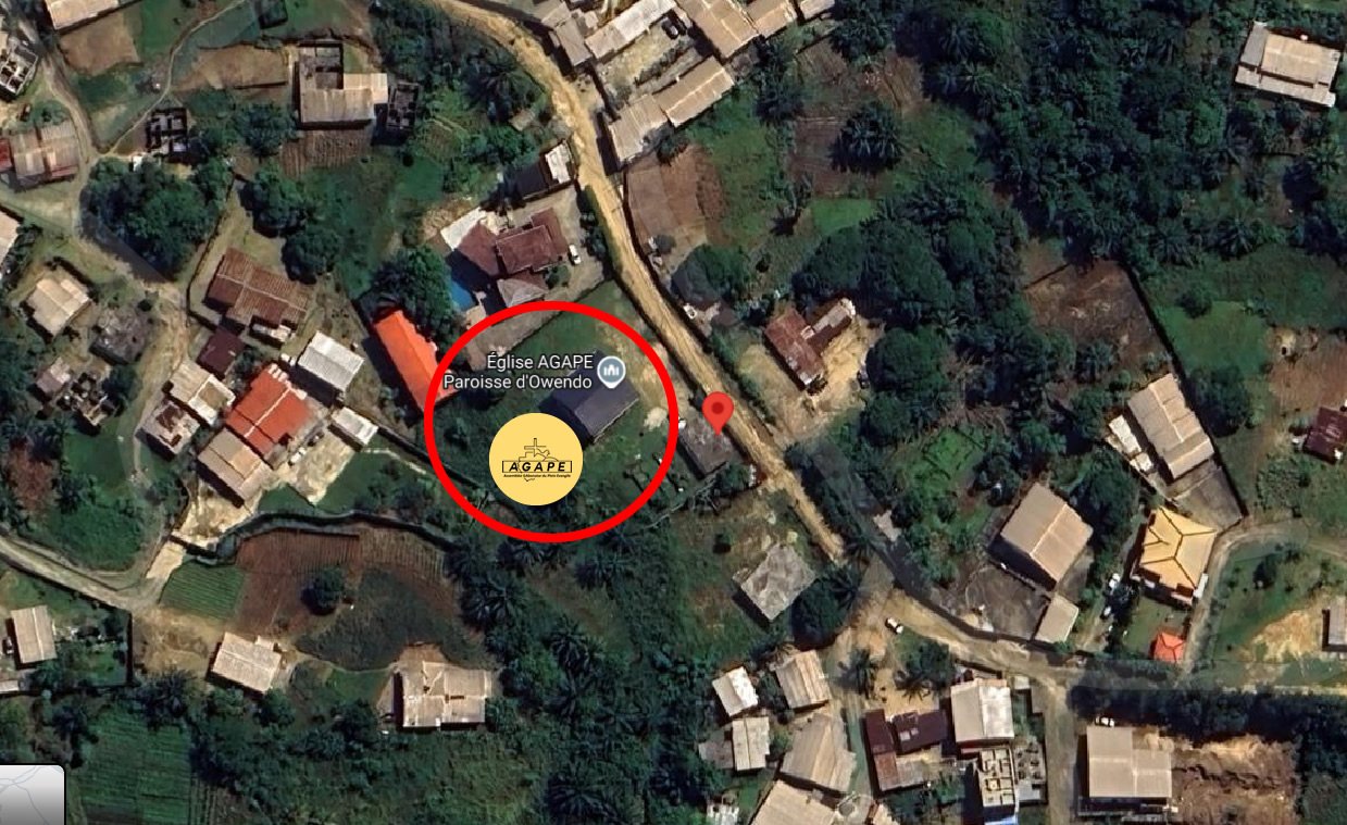 Vue satellite de la paroisse AGAPE Owendo